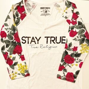 NWT TRUE RELIGION STAY TRUE ROSES SHIRT